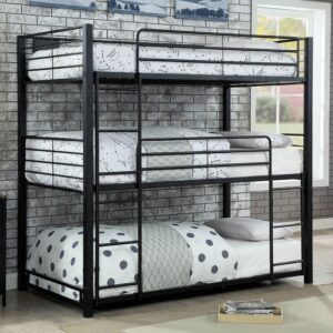 Sturdy Silver Metal Triple Decker Bed with Storage