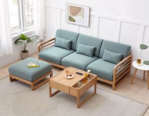 Wooden Frame Sofa with Cushions