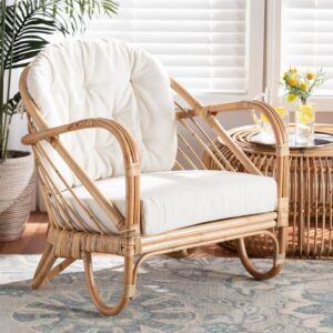 Rattan Armchair with Cushioned Seat