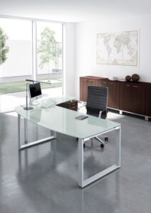 Glass and Metal Executive Desk for a Modern Touch
