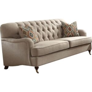 Tufted Linen English Roll Arm Sectional
