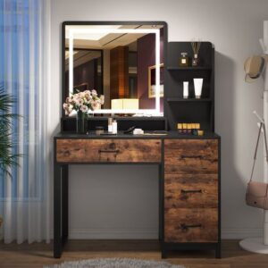 Rustic Wooden Vanity Table with Distressed Finish