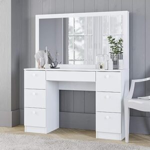Modern Glass-Top Vanity Table with LED Lighting