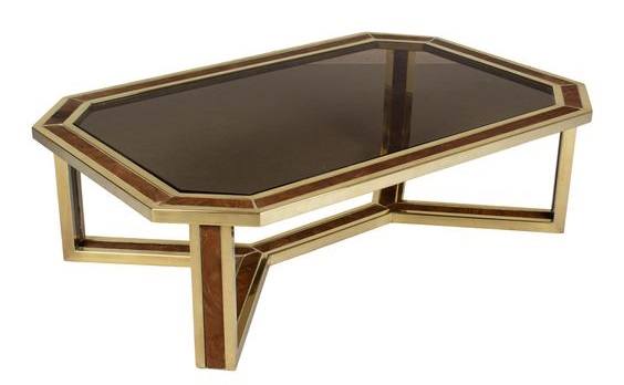 French Antique Brass and Glass Coffee Table