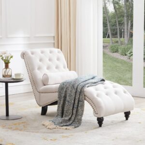 Upholstered Chaise Lounge with Wooden Legs for a Modern Touch