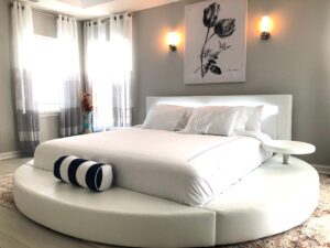 Contemporary Leather Upholstered Round Bed