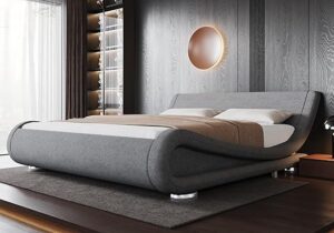 Metal Frame Sleigh Bed with a Modern Edge