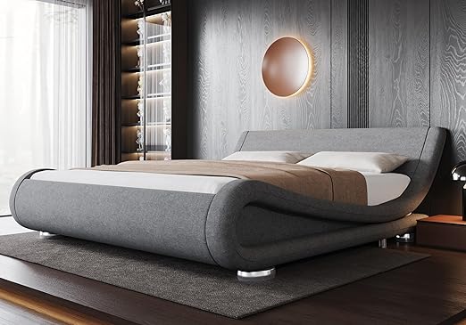 Metal Frame Sleigh Bed with a Modern Edge