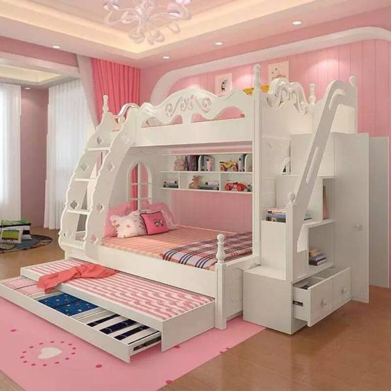 Pink Elegance Twin Over Full Bunk Bed