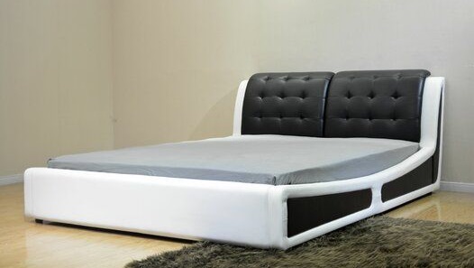 Modern Upholstered Bed with Adjustable Headrests