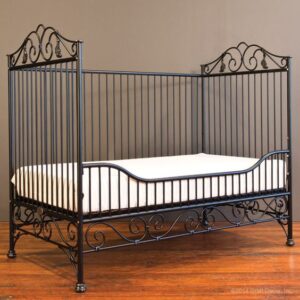 Vintage Iron Baby Cot with Romantic Scrollwork