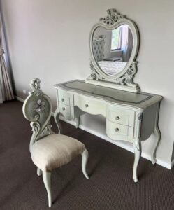 Vintage French Provincial Vanity Table with Cabriole Legs
