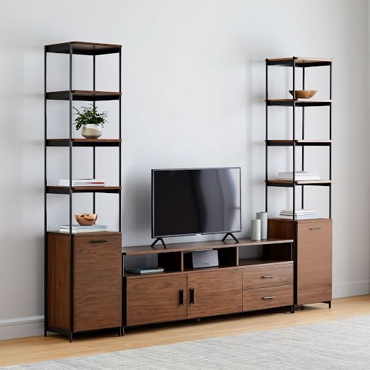 Industrial-Style Metal and Wood Wall Unit