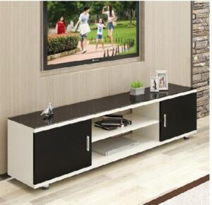 Classic Wood TV Stand with Glass Doors
