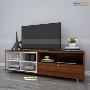 Classic Wood TV Stand with Glass Doors