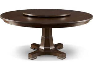 Pedestal Base Round Dining Table with Geometric Inlay