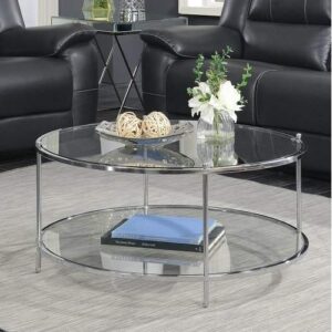 Round Glass Dining Table with Stainless Steel Base
