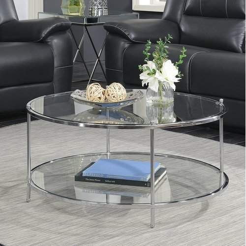 Round Glass Dining Table with Stainless Steel Base