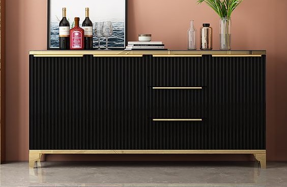Contemporary Black Metal Sideboard with Industrial Vibes