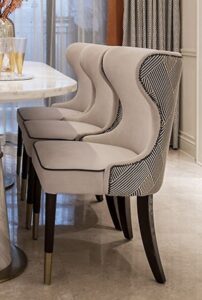 Velvet Tufted Dining Chair with Brass Legs