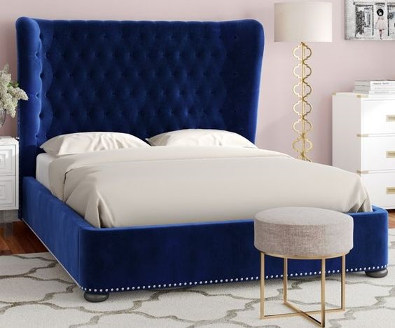 Tufted Wingback Upholstered Bed