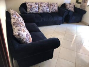 Microfiber Upholstered Three-Piece Sofaset