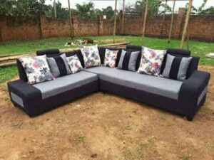 Linen Blend Sofaset with Tufted Back