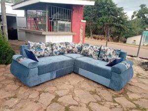 Fabric Upholstered L-Shaped 5-Seater Sectional Sofaset