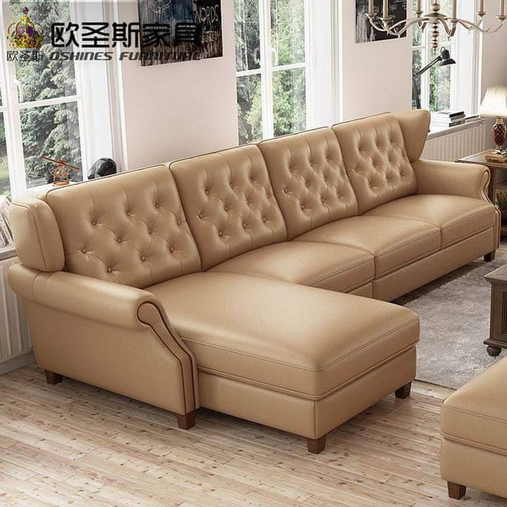 Classic Leather L-Shaped 5-Seater Sectional Sofaset