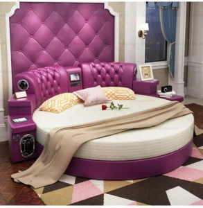 LED-Lit Round Bed with Floating Design