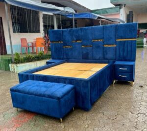 Wingback Upholstered Bed with Storage Bench