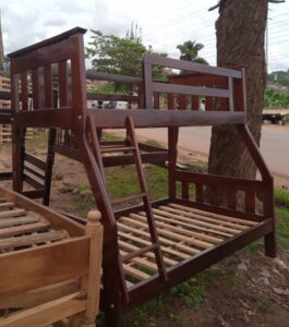 Wooden Twin Over Full Bunk Bed with Staircase
