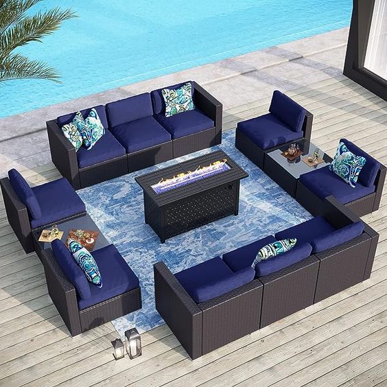 Outdoor Conversation Sofaset with Fire Pit