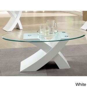 Oval Glass End Table with Wooden Legs