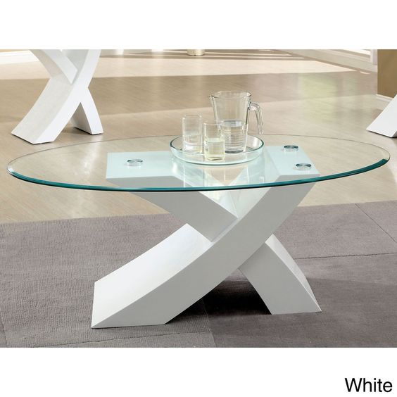 Oval Glass End Table with Wooden Legs