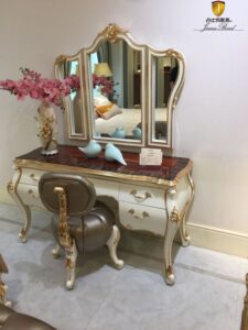 Gold Leaf Vanity Table with Ornamental Details