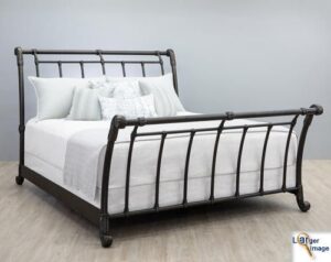 Metal Sleigh Bed in Matte Black