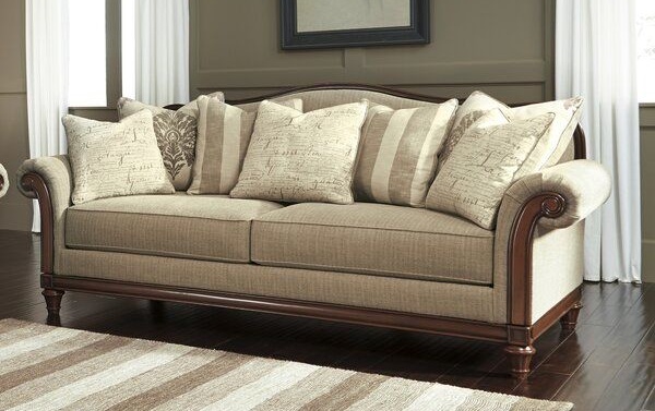 Traditional English Roll Arm Sofa with Rolled Back and Bun Feet