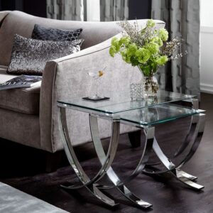 Glass Console Table with Geometric Design