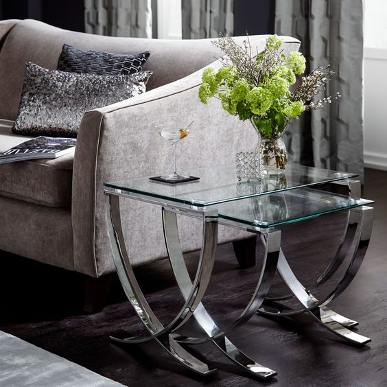 Glass Console Table with Geometric Design