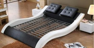 Modern Upholstered Bed with Adjustable Headrests