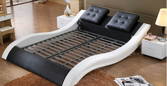 Modern Upholstered Bed with Adjustable Headrests