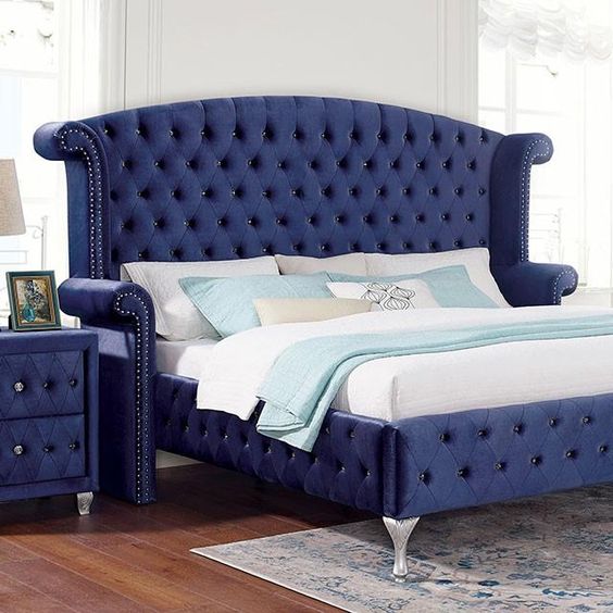 Tufted Wingback Upholstered Bed