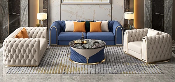 Classic Leather Chesterfield Sofaset