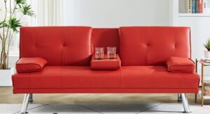 Futon Sofaset with Built-in Cup Holders and Storage