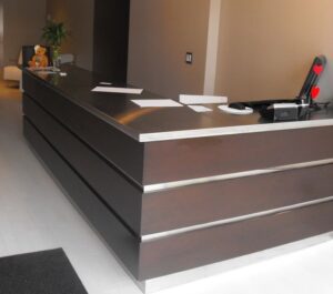 L-Shaped Reception Desk with Hutch