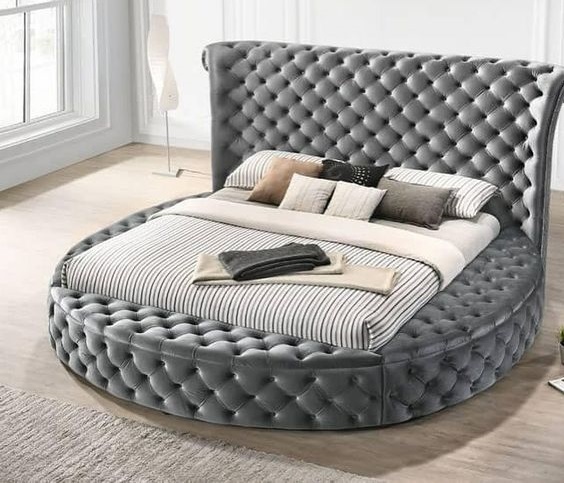 Upholstered Bed with Built-In Bluetooth Speakers