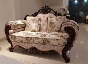 Camelback Loveseat with Claw Feet and Floral Upholstery