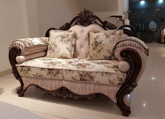 Camelback Loveseat with Claw Feet and Floral Upholstery