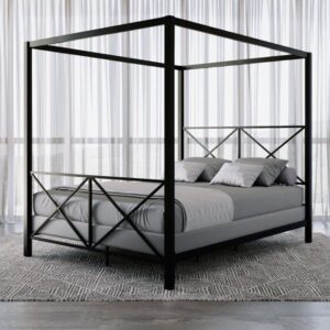 Contemporary Metal Canopy Bed with Clean Lines